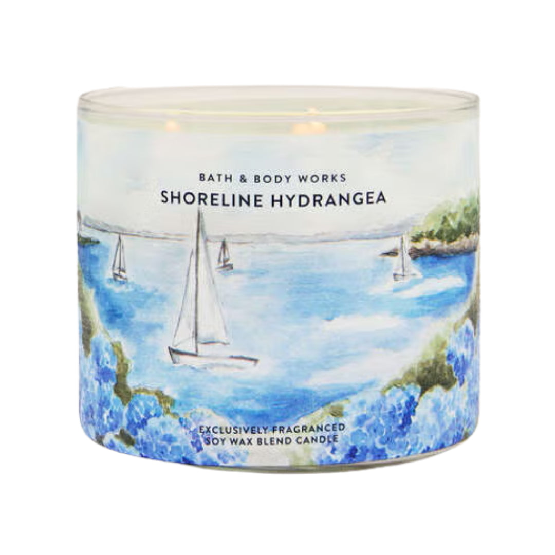 Bath & Body Works Shoreline Hydrangea 3-Wick Candle, 14.5 oz | 411 g